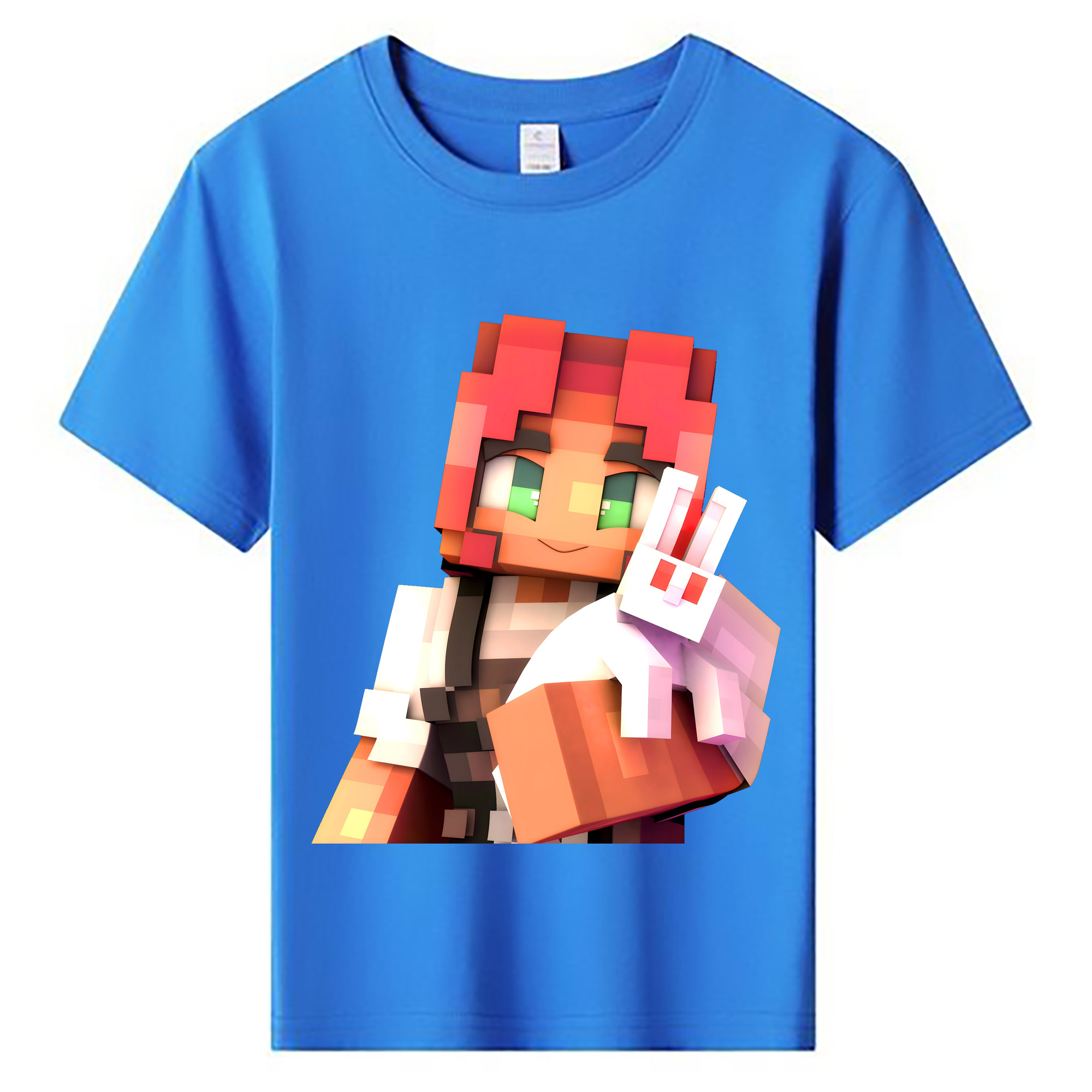 （画像用） マインクラフト ブロックの世界 Minecraft MC Block world 綿100％キッズTシャツ（フロントプリント）
